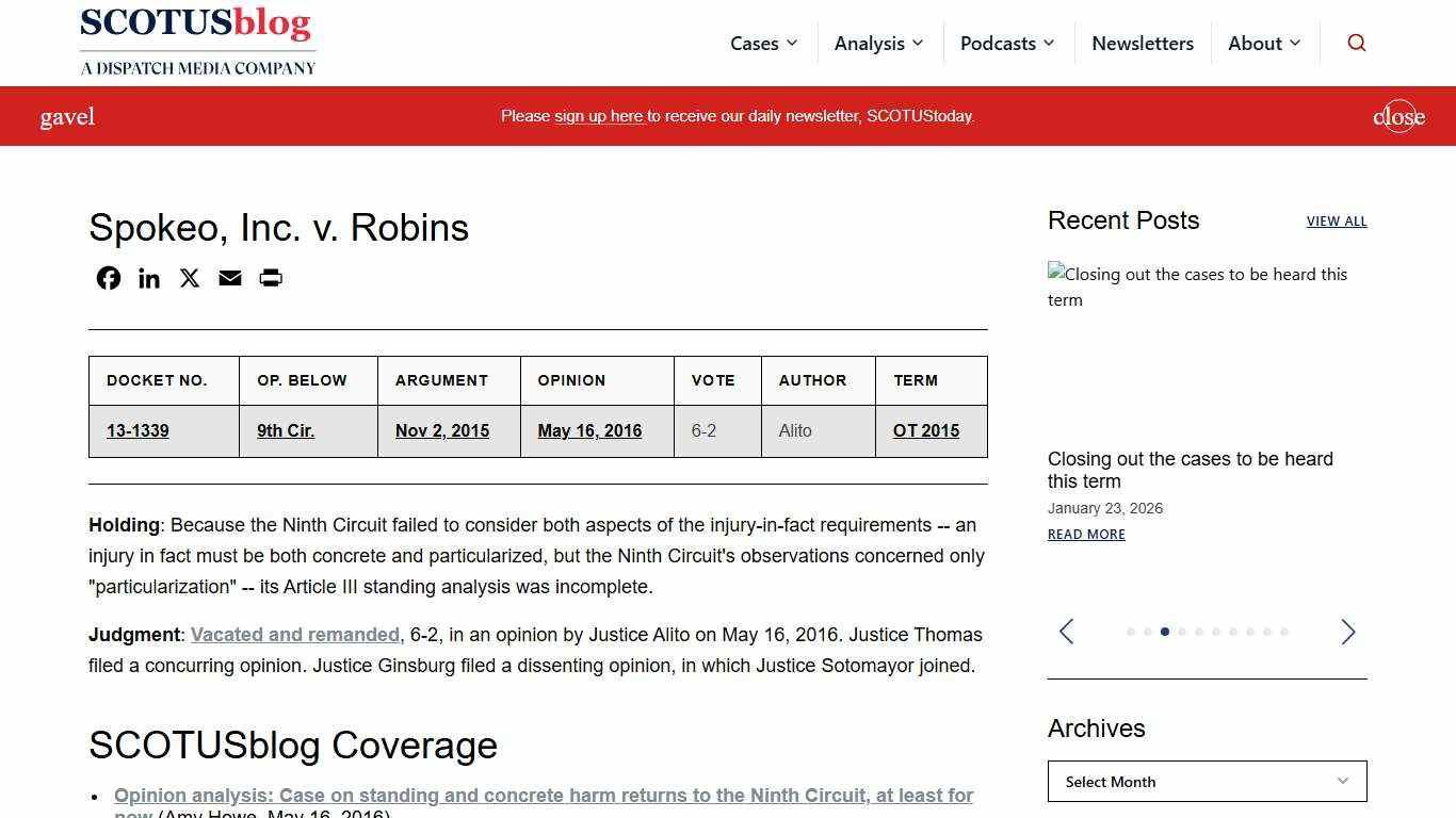 Spokeo, Inc. v. Robins - SCOTUSblog